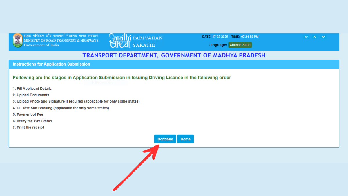 driving licence mp online apply