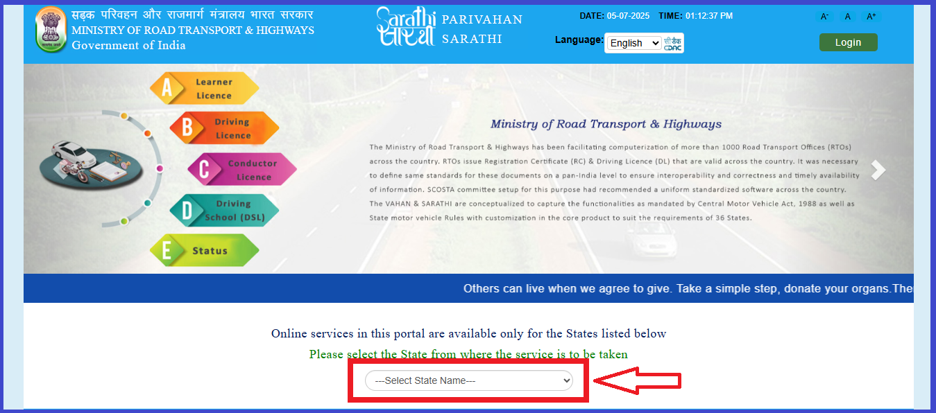driving licence online apply