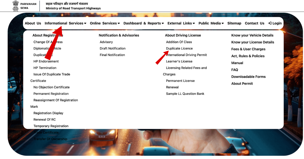 Duplicate Driving Licence