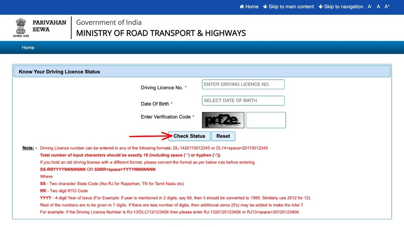driving licence renewal status